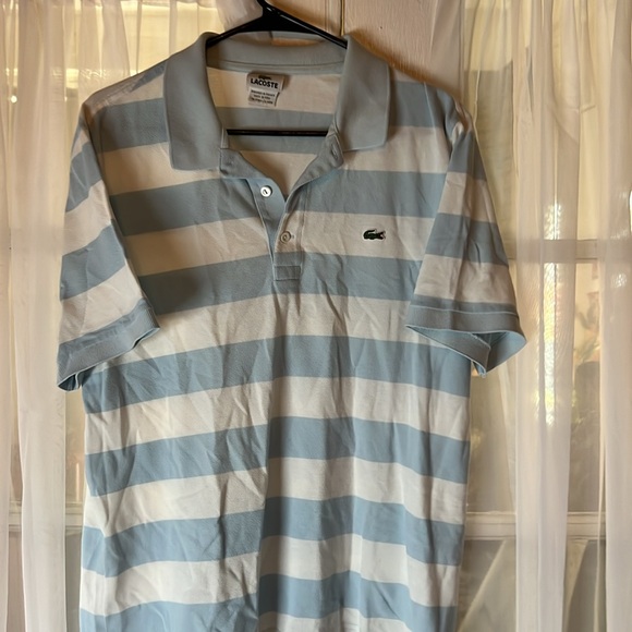 Lactose Men’s Cotton Striped Polo Shirt Size 6 (XL) P2P 21”X 26” Blue/White - Picture 2 of 9